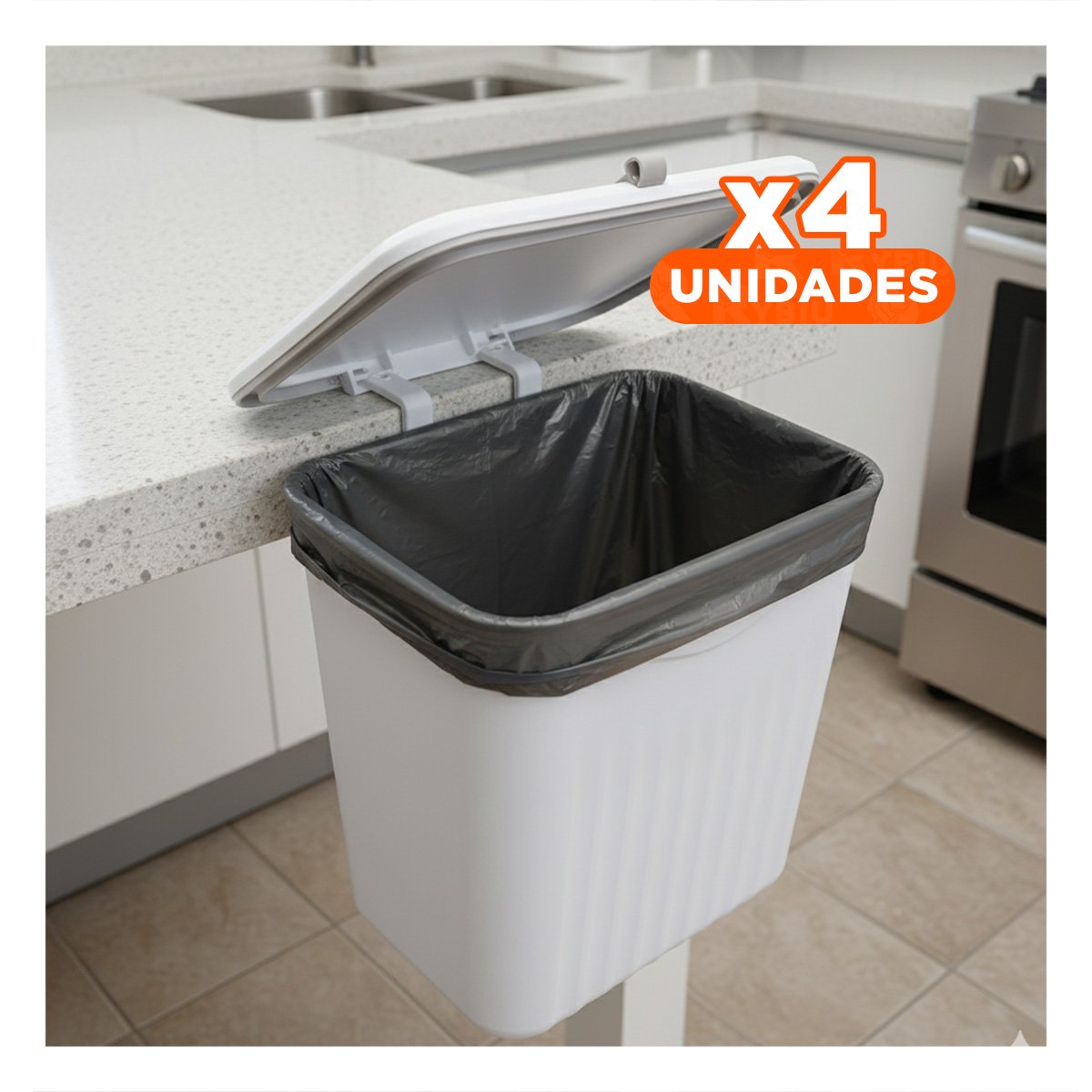 PACK4 CONTENEDOR DE BASURA BLANCO DURADERO Y DECORATIVO PARA LA COCINA Y+PAPEL REGALO - 1