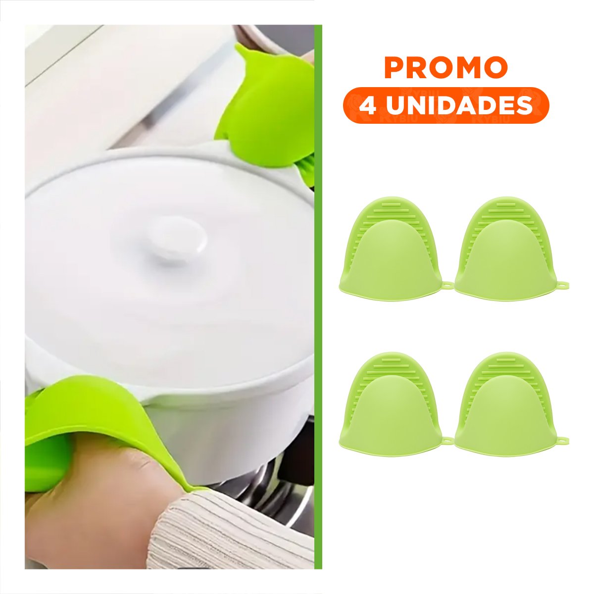 PACK4 MANOPLAS ACCESORIOS DE SILICONA VERDE PARA MANIPULAR COMIDA 7,3X9,5CM - 1