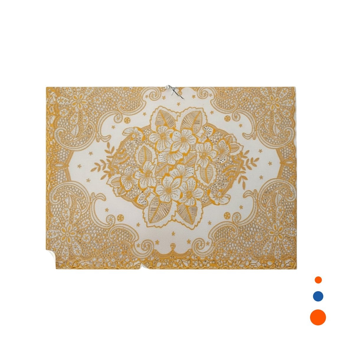 PACK4 CUBIERTA SOFISTICADA DORADO CON FLORES PARA MESA ELEGANTE Y+PAPEL REGALO - 3