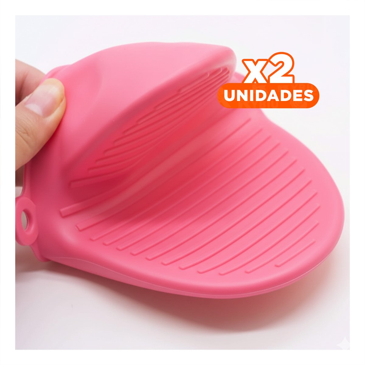 PACK2 MANOPLAS PROTECTORES DE SILICONA ROSADO PARA USO EN CASA 7,3X9,5CM Y+PAPEL REGALO - 1