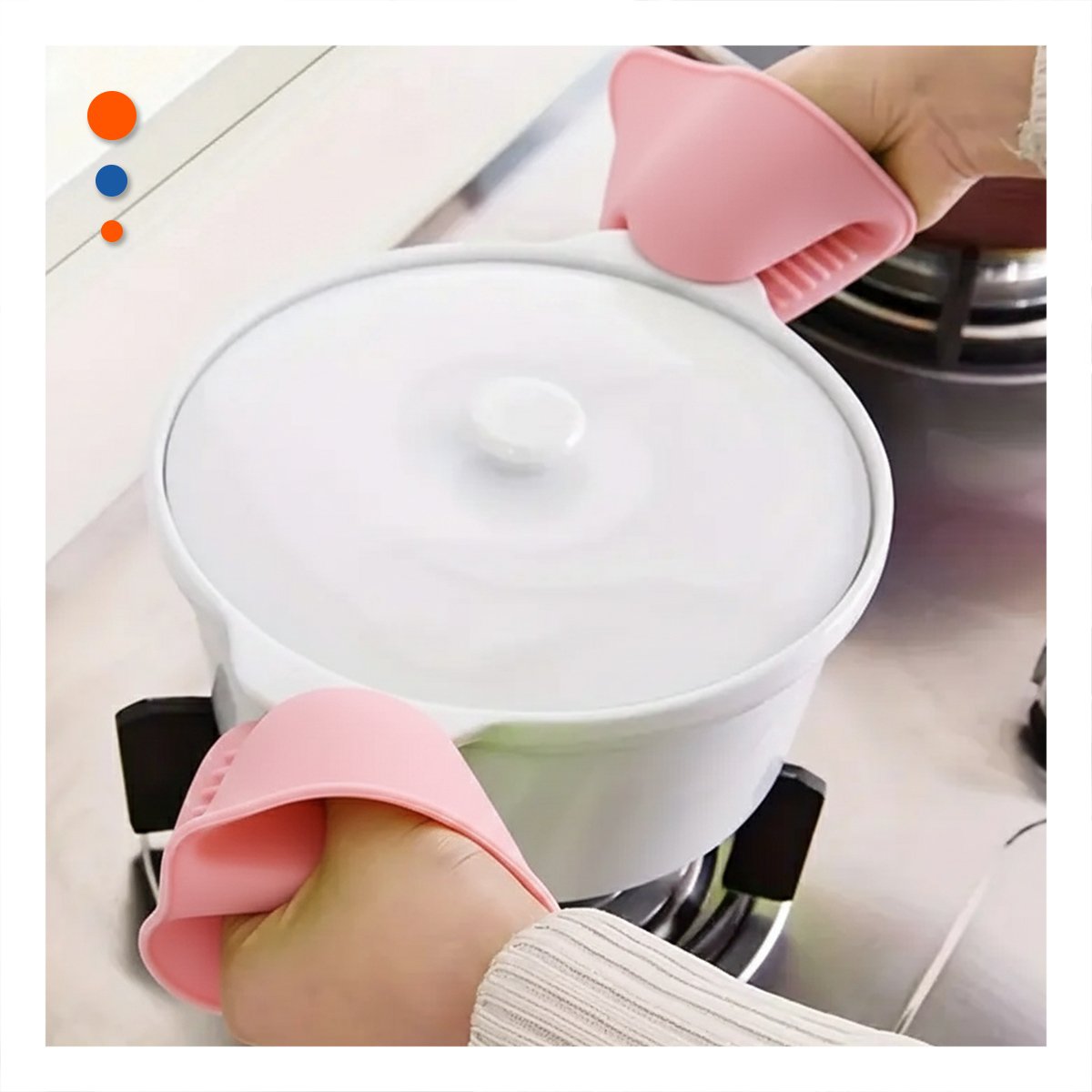 PACK2 MANOPLAS PROTECTORES DE SILICONA ROSADO PARA USO EN CASA 7,3X9,5CM Y+PAPEL REGALO - 2
