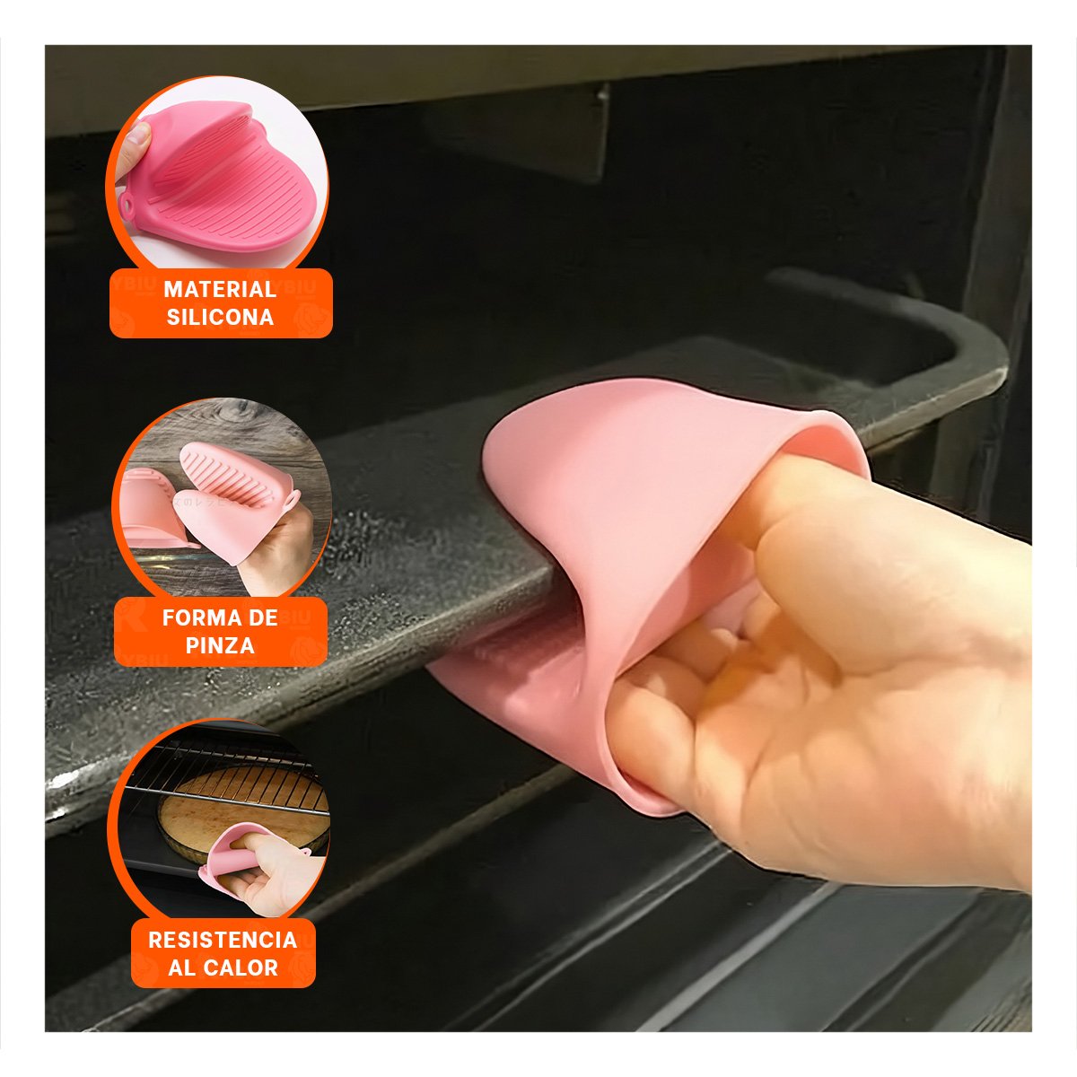 PACK2 MANOPLAS DE SILICONA ROSADO PARA COCINA DIARIA Y HOGAR 7,3X9,5CM - 5