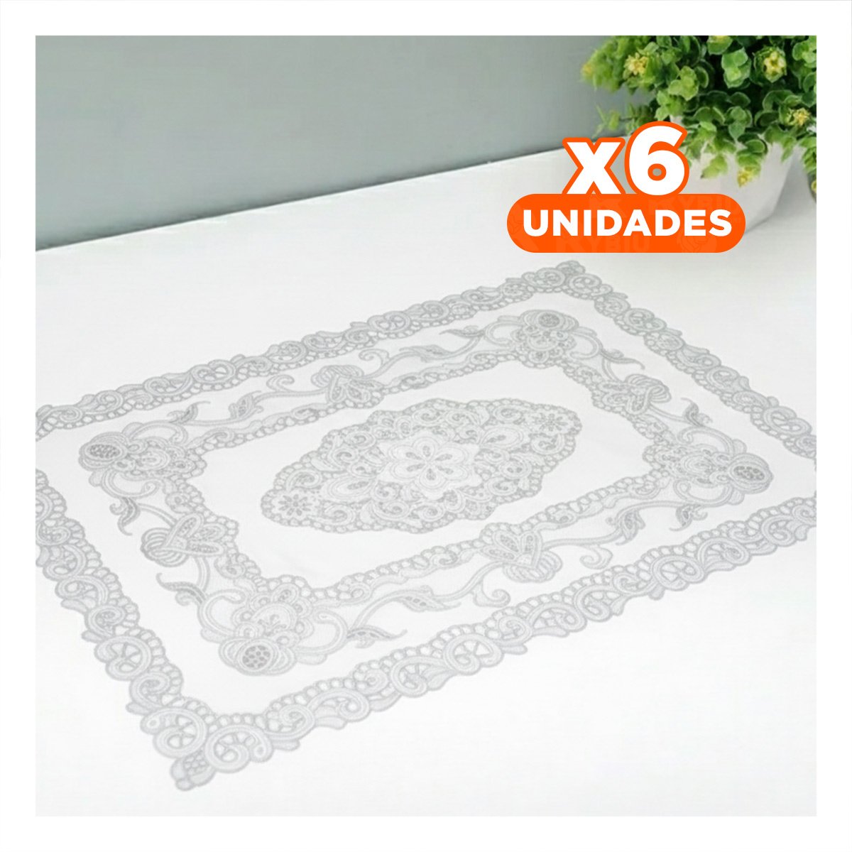 PACK6 PROTECTOR DECORATIVO PLATEADO CON DISEÑO DE FLORES PARA CELEBRACION - 1
