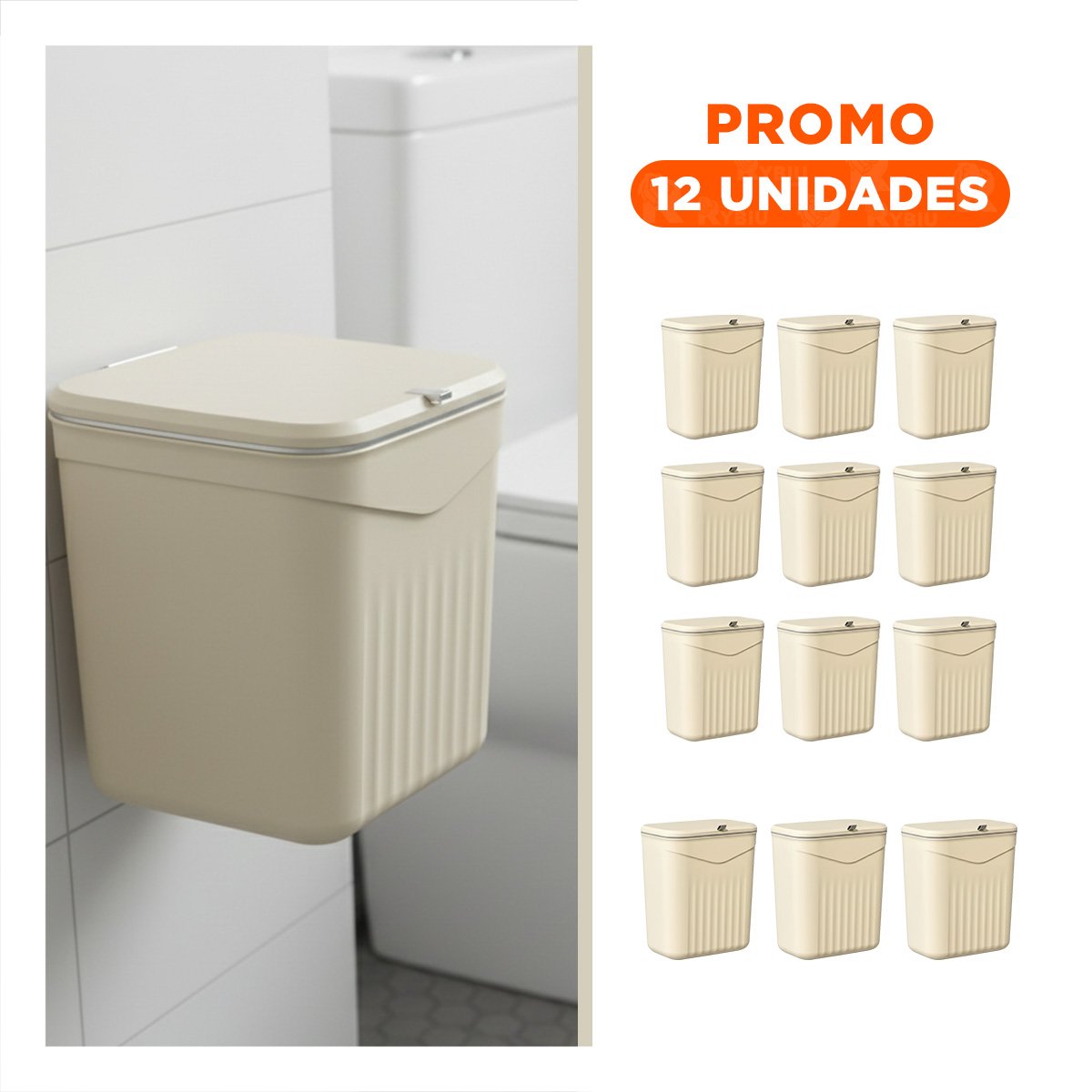 PACK12 RECIPIENTE ORGANIZADOR BEIGE COLGANTE RESISTENTE Y FACIL DE LIMPIAR - 1