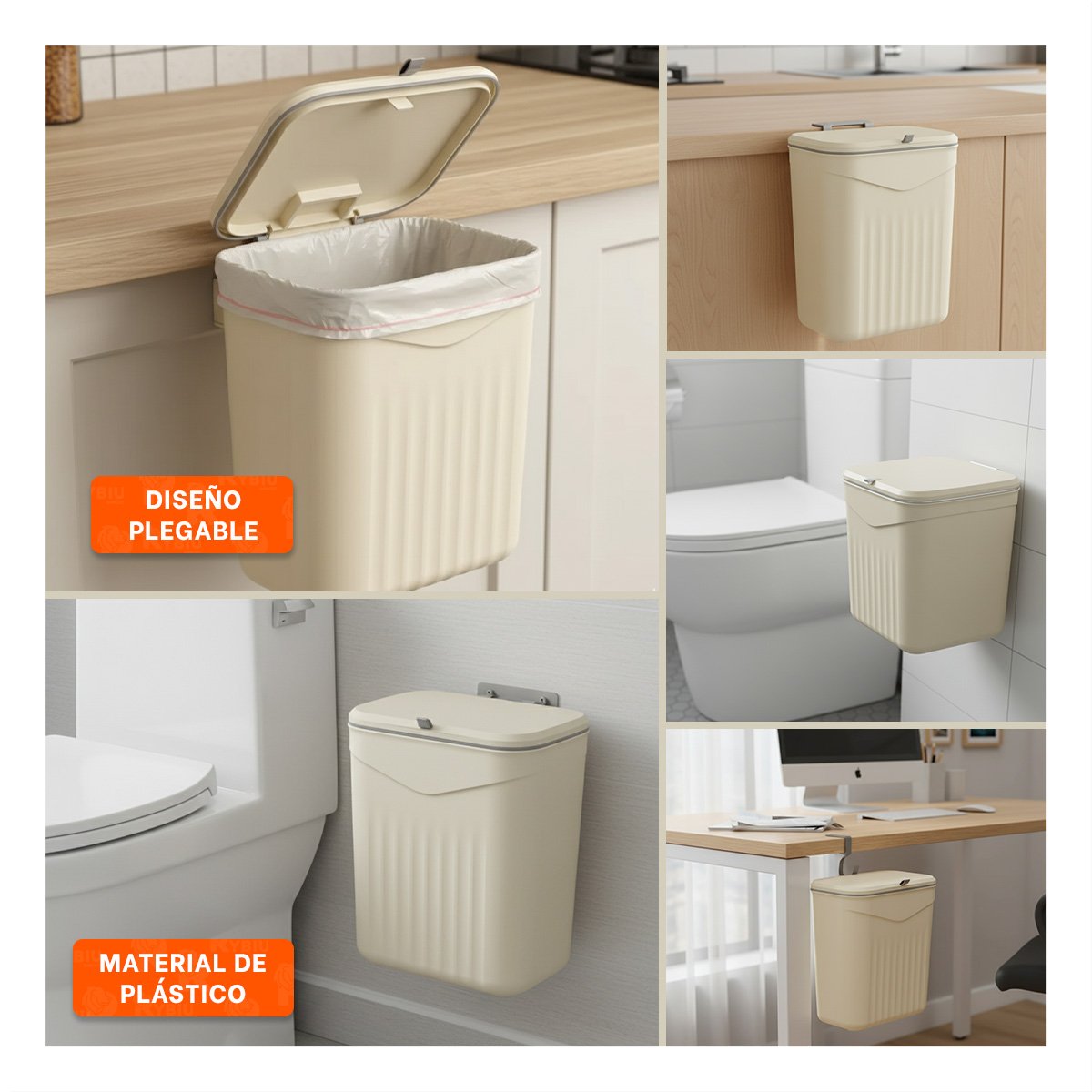 PACK6 RECIPIENTE COLGANTE BEIGE FUNCIONAL Y DECORATIVO PARA COCINA Y+PAPEL REGALO - 3