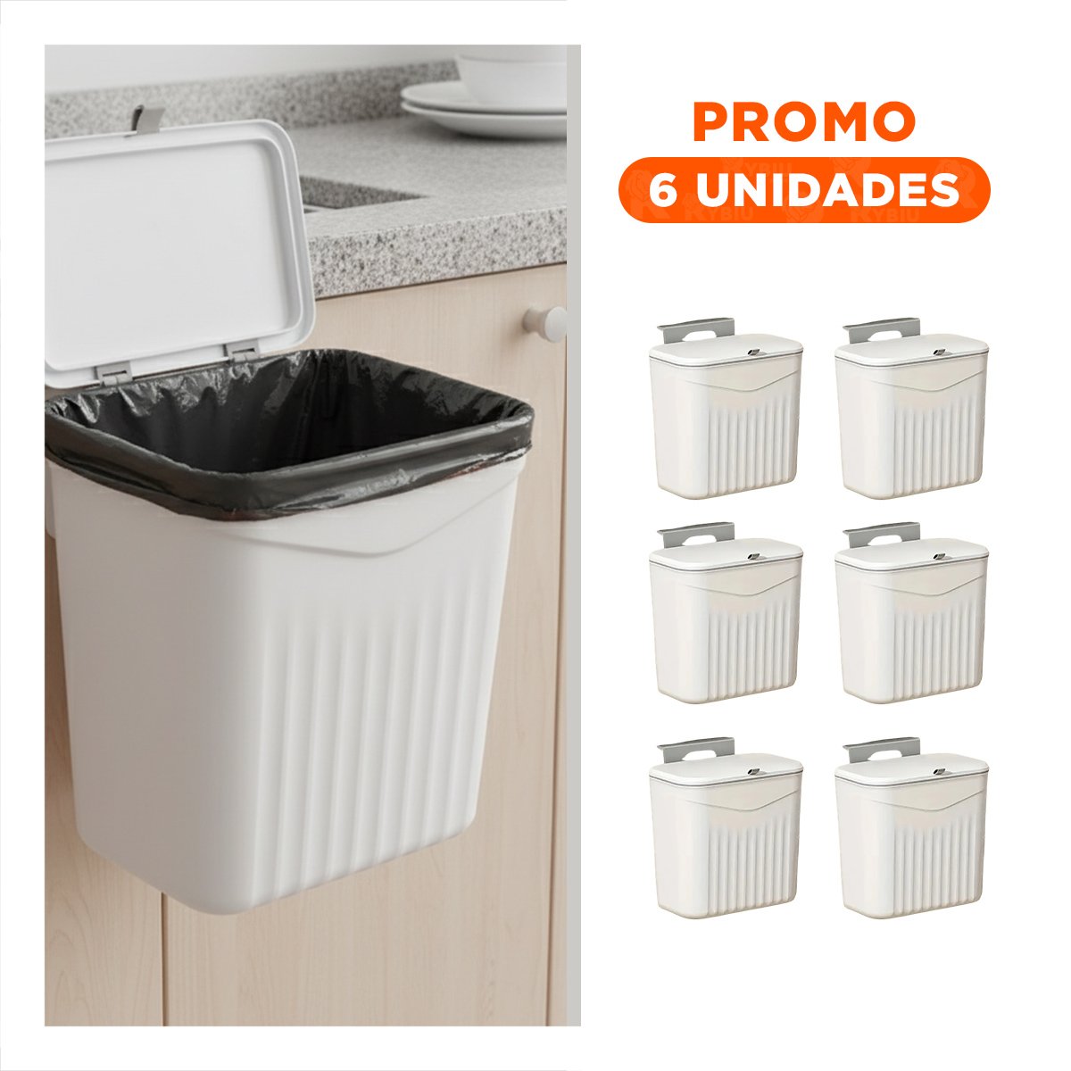 PACK6 RECIPIENTE BLANCO COMPACTO Y DURADERO PARA HOGAR Y+REGALO STICKER - 1