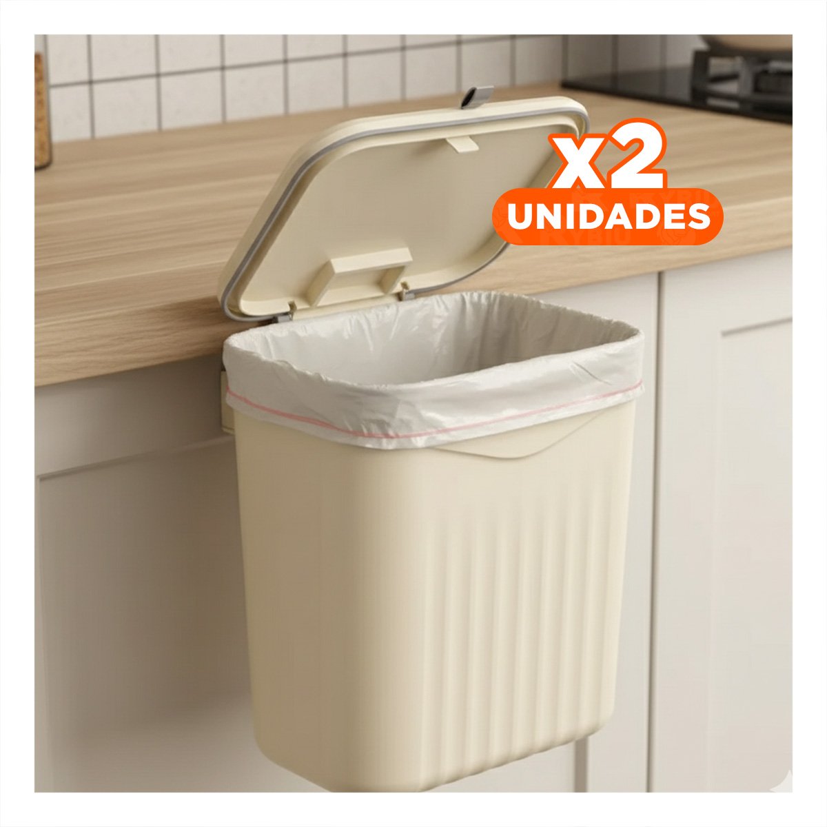 PACK2 CONTENEDOR ORGANIZADOR BEIGE COLGANTE RESISTENTE Y FUNCIONAL PARA COCINA - 1