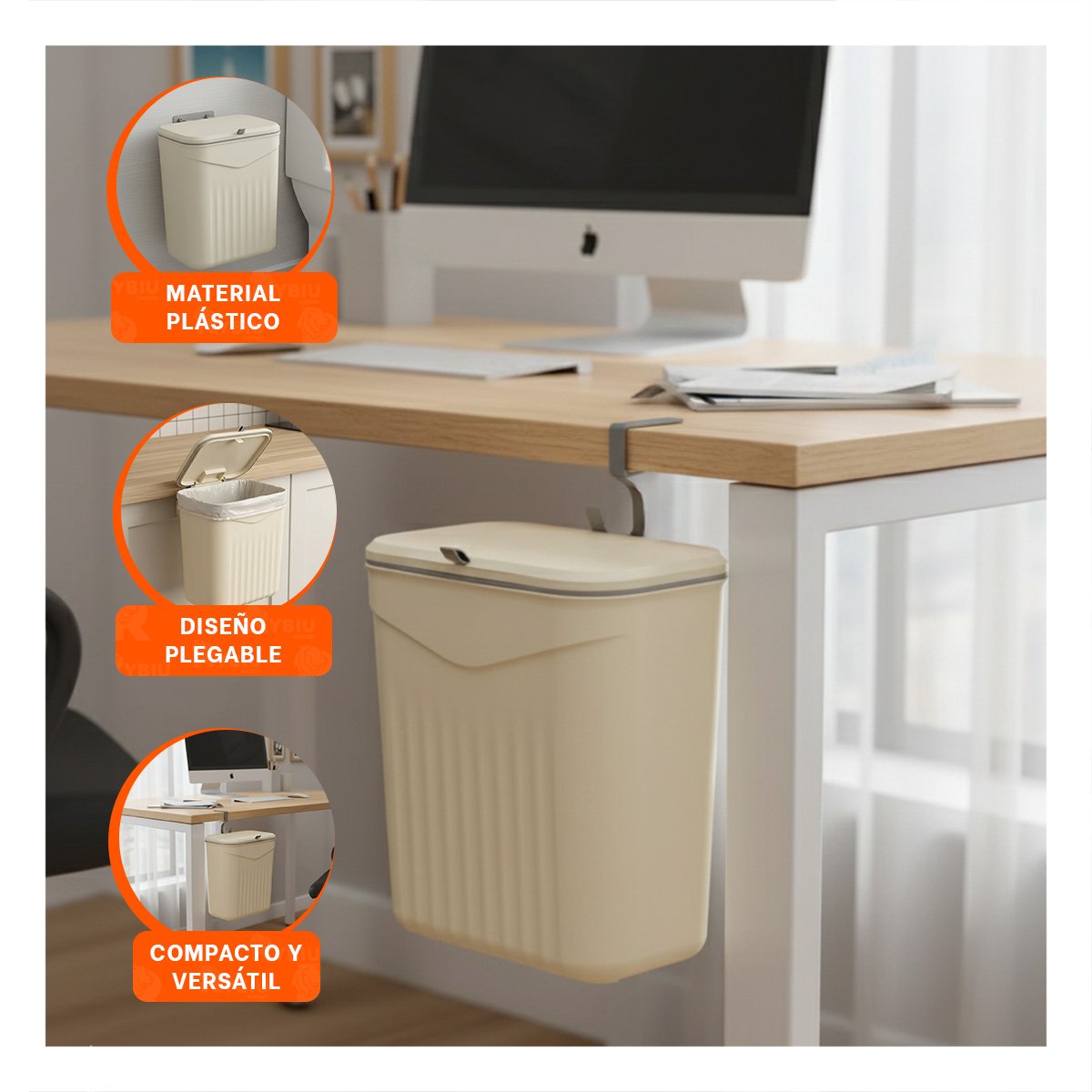 PACK2 CONTENEDOR ORGANIZADOR BEIGE COLGANTE RESISTENTE Y FUNCIONAL PARA COCINA - 5