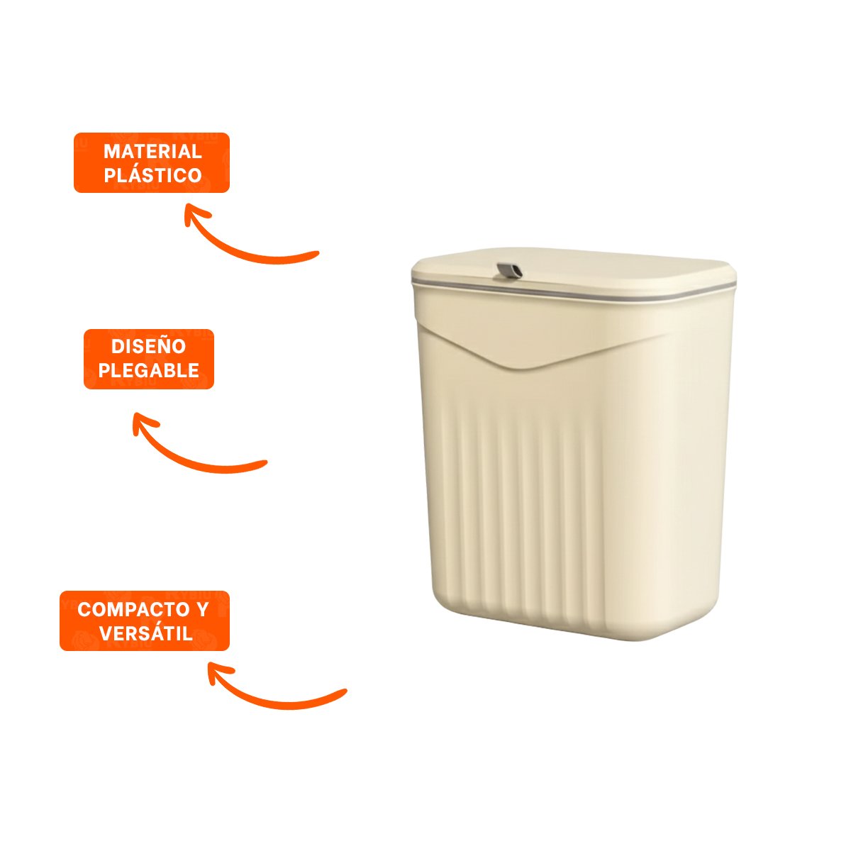 TACHO DE BASURA COLGANTE BEIGE PRACTICO Y DECORATIVO PARA CASA Y+POST IT - 5