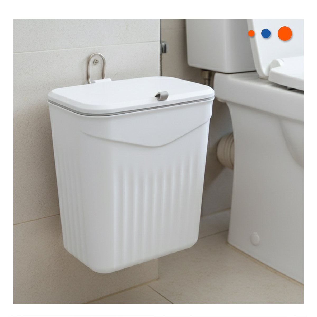 PACK12 CUBO COLGANTE BLANCO DE BASURA MODERNO Y RESISTENTE PARA HOGAR Y+PAPEL REGALO - 2