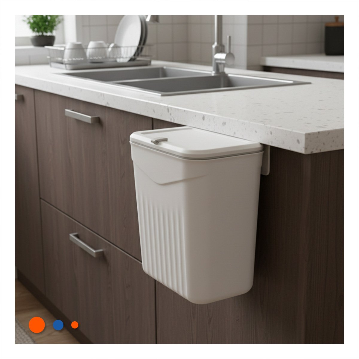 PACK12 CUBO COLGANTE BLANCO DE BASURA MODERNO Y RESISTENTE PARA HOGAR Y+PAPEL REGALO - 5