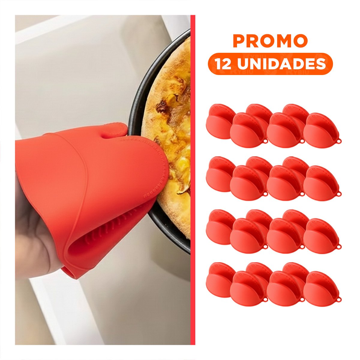 PACK12 PROTECCIONES ACCESORIOS DE SILICONA ROJO PARA COCINA Y HOGAR 7,3X9,5CM - 1