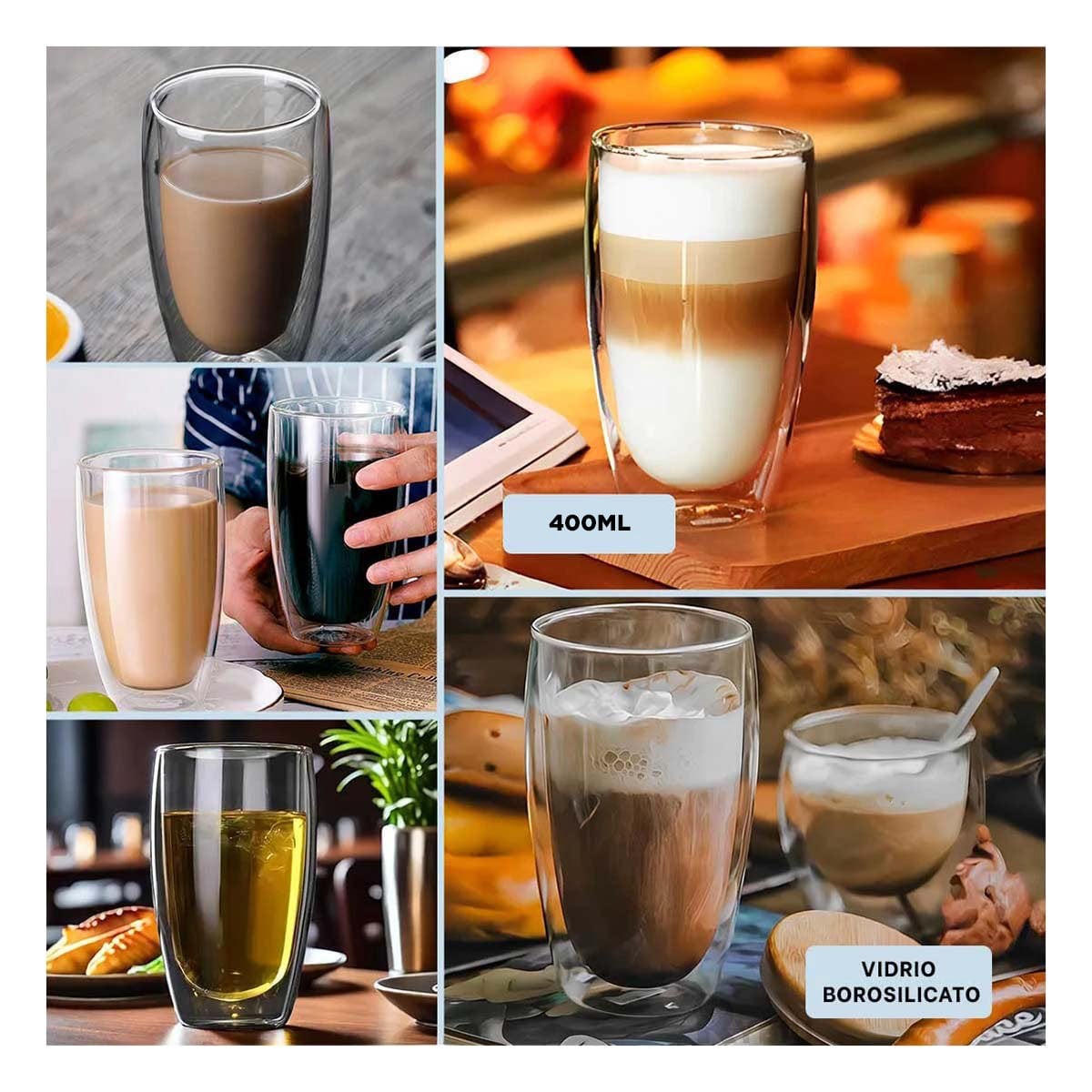 VASO 400ML DE VIDRIO BOROSILICATO TRANSPARENTE CON SISTEMA DOBLE CAPA Y+PAPEL REGALO - 3