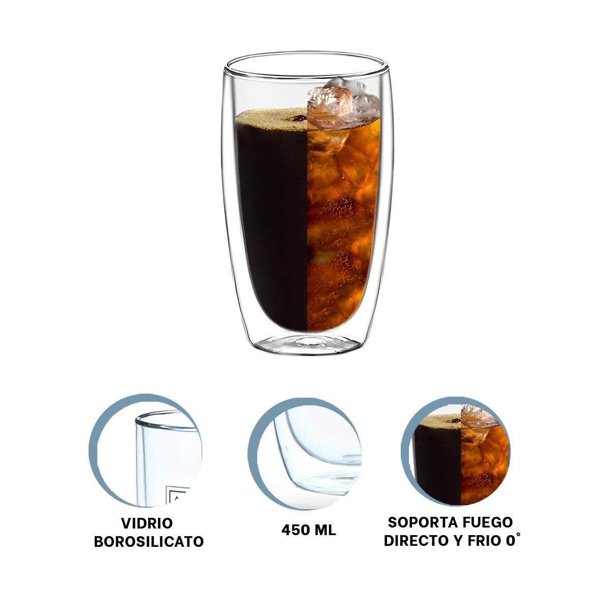 VASO 400ML DE VIDRIO BOROSILICATO TRANSPARENTE CON SISTEMA DOBLE CAPA Y+PAPEL REGALO - 5