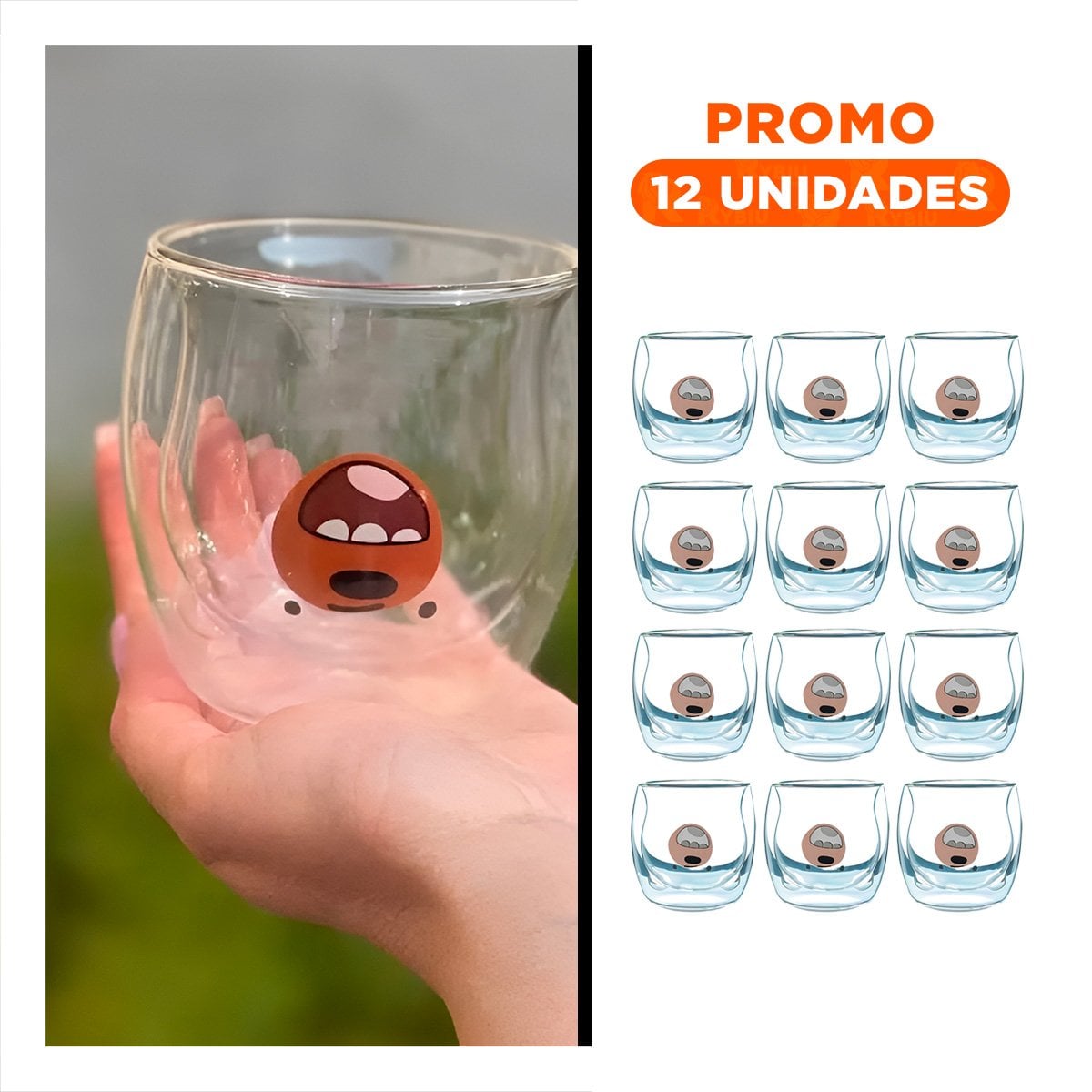 PACK12 TAZA DE VIDRIO BOROSILICATO TRANSPARENTE CON OSO PARDO CON SISTEMA DOBLE CAPA - 1