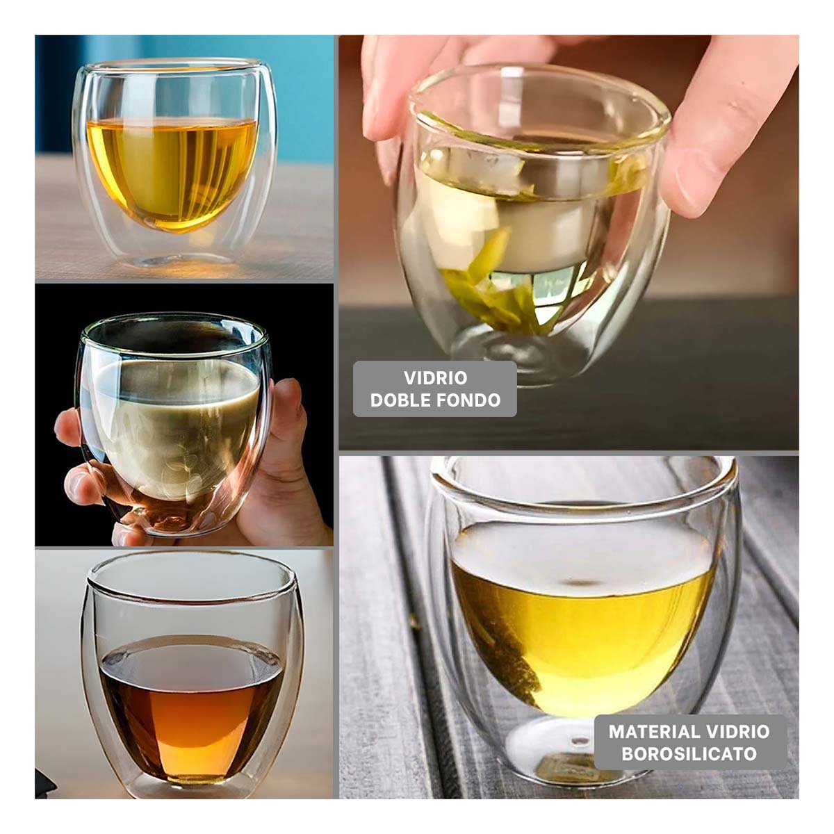 BLANCO VASO DOBLE CAPA 460 ML TRANSPARENTE PIEZA ELEGANTE DECORATIVA Y+LIGAS REGALO - 1