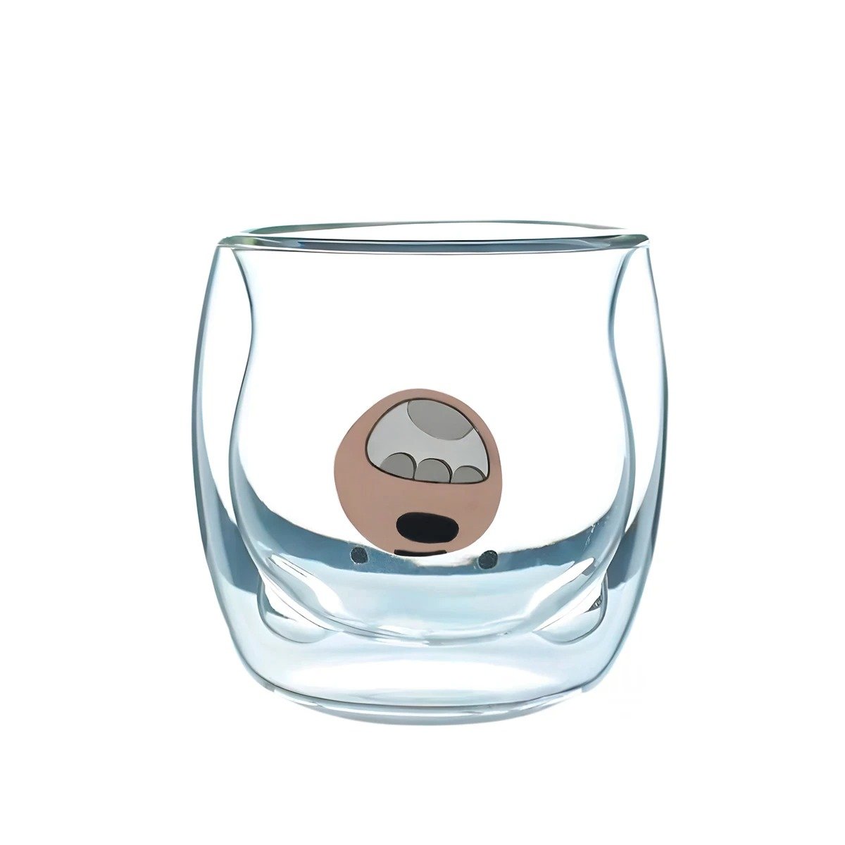 PACK12 TAZA DE VIDRIO TRANSPARENTE CON OSO PARDO CON FORMA DOBLE CAPA Y+REGALO STICKER - 2
