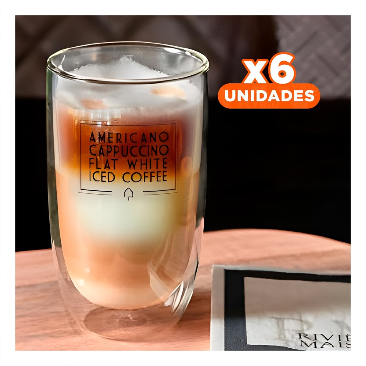 PACK6 TAZA EN VIDRIO DOBLE CAPA PARA FRAPPUCCINO DE 450 ML COLOR TRANSPARENTE - 1