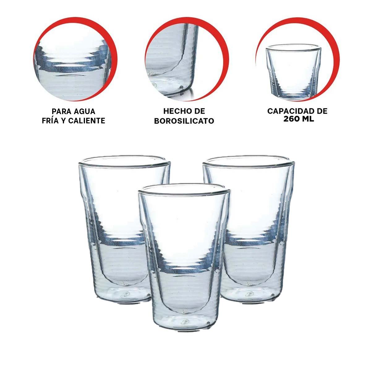 VASO 260ML DE VIDRIO BOROSILICATO TRANSPARENTE CON SISTEMA DOBLE CAPA Y+PAPEL REGALO - 5