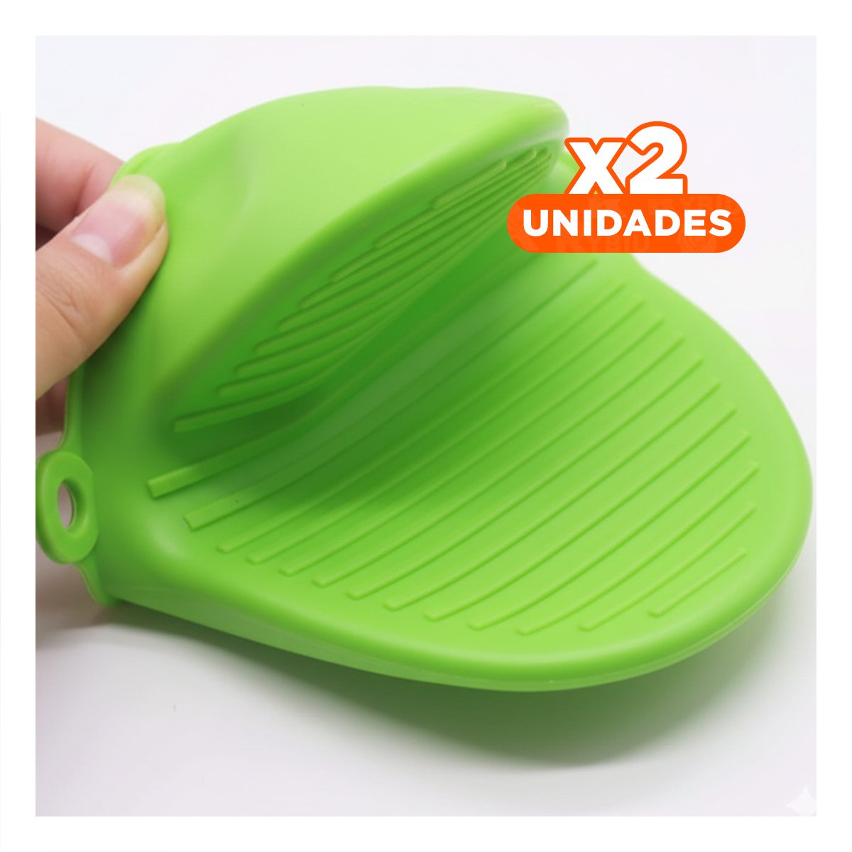 PACK2 MANOPLAS PROTECTORES DE SILICONA VERDE PARA USO EN CASA Y COCINA 7,3X9,5CM Y+PAPEL REGALO - 1