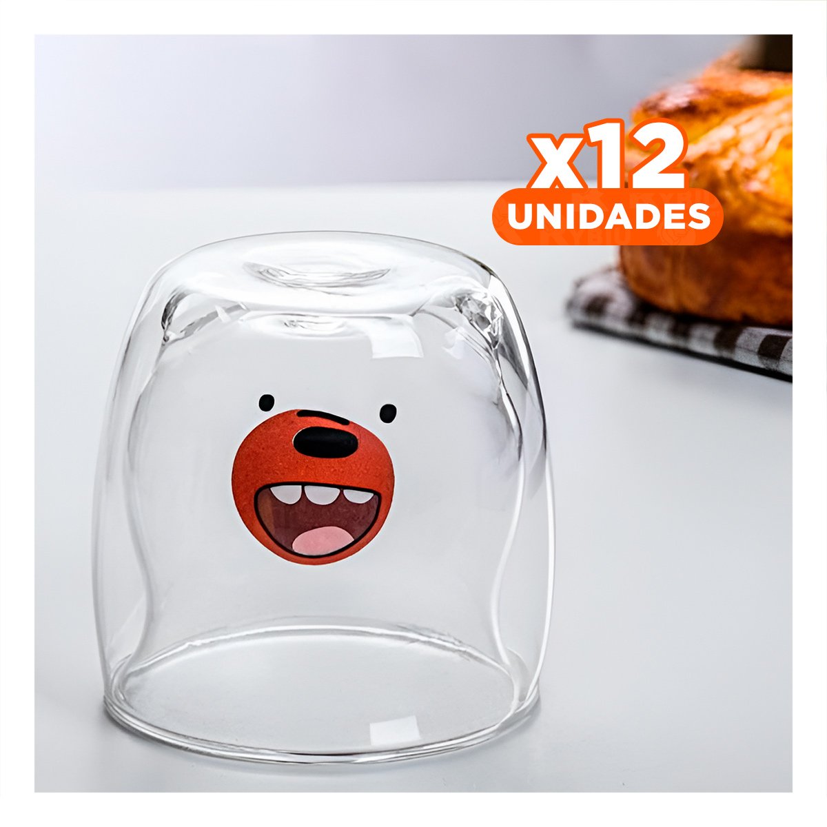 PACK12 TAZA MODELO DOBLE CAPA DE VIDRIO BOROSILICATO EN COLOR TRANSPARENTE Y+PAPEL REGALO - 1
