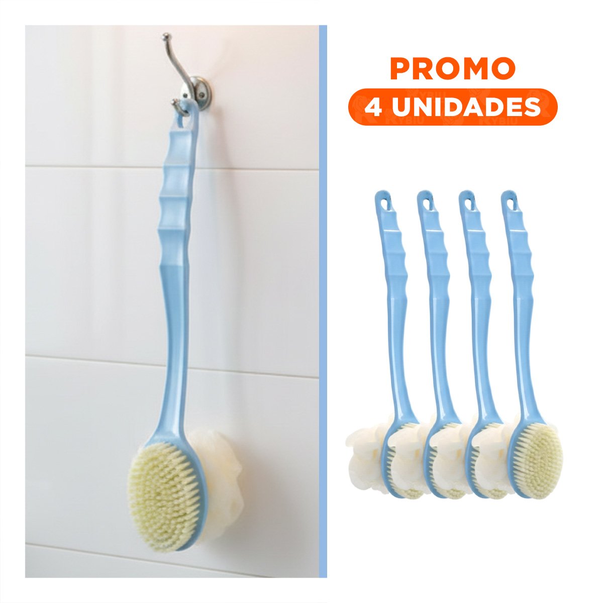 PACK4 ESCOBILLA MASAJE AZUL 36CM DOBLE CABEZALES PARA CUIDADO DIARIO - 1