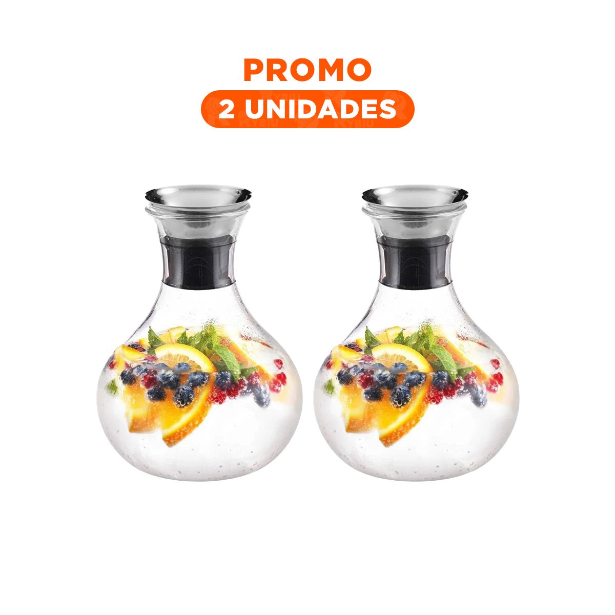 PACK2 CRISTAL JARRA FUJI 1600 ML TRANSPARENTE CON TAPA DISENO FUNCIONAL CASA Y+REGALO STICKER - 1