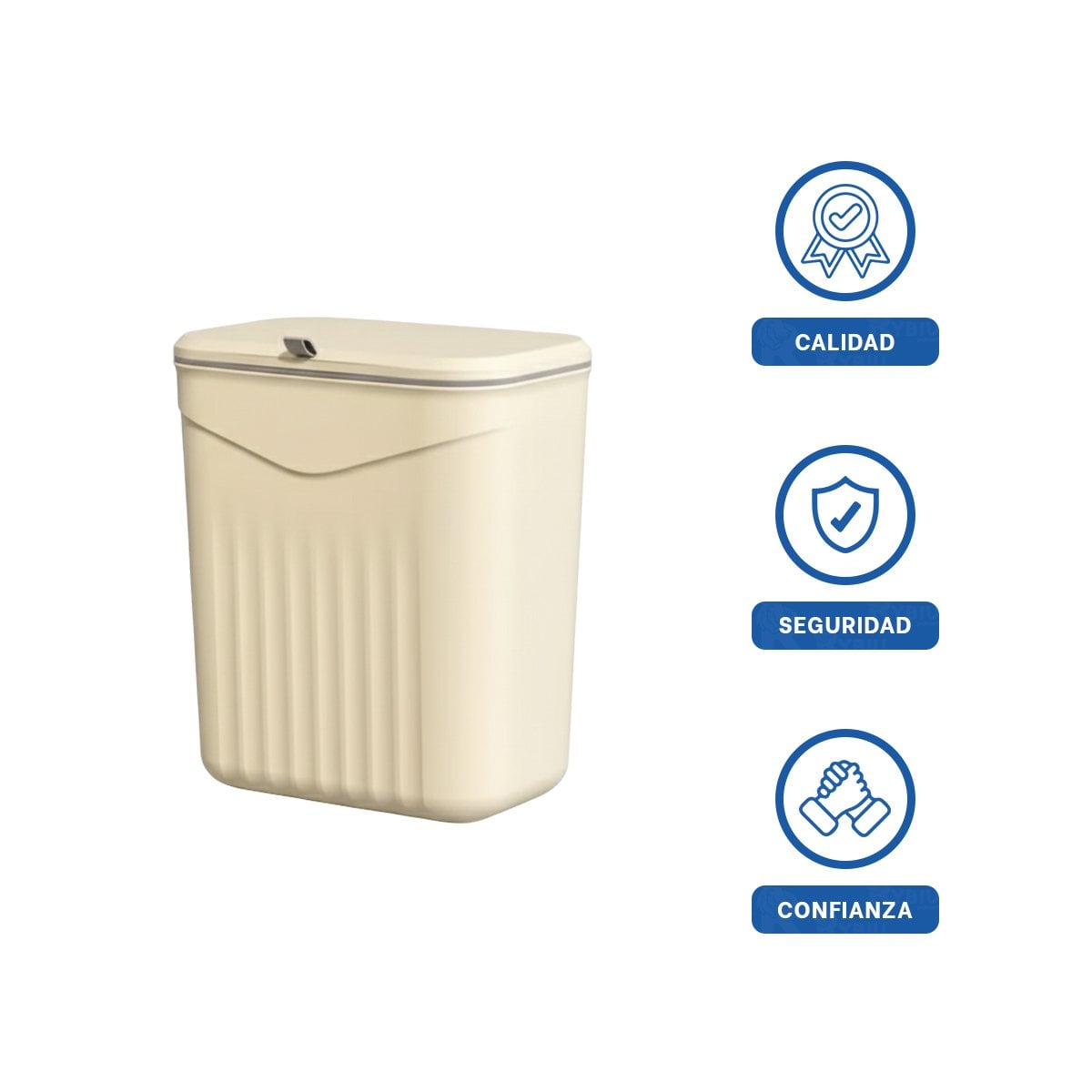 TACHO COLGANTE BEIGE DE BASURA ELEGANTE Y FACIL DE MANTENER Y+LIGAS REGALO - 5