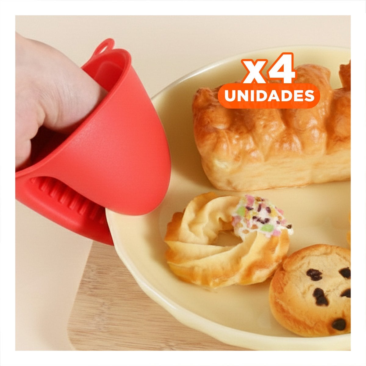 PACK4 PROTECCIONES DE SILICONA ROJO PARA COCINA Y HOGAR 7,3X9,5CM Y+REGALO STICKER - 1