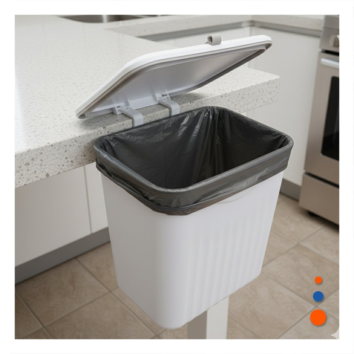 TACHO DE BASURA COLGANTE BLANCO PRACTICO Y DECORATIVO PARA CASA Y+POST IT - 1