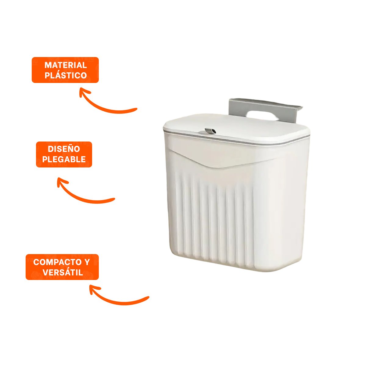 TACHO DE BASURA COLGANTE BLANCO PRACTICO Y DECORATIVO PARA CASA Y+POST IT - 5