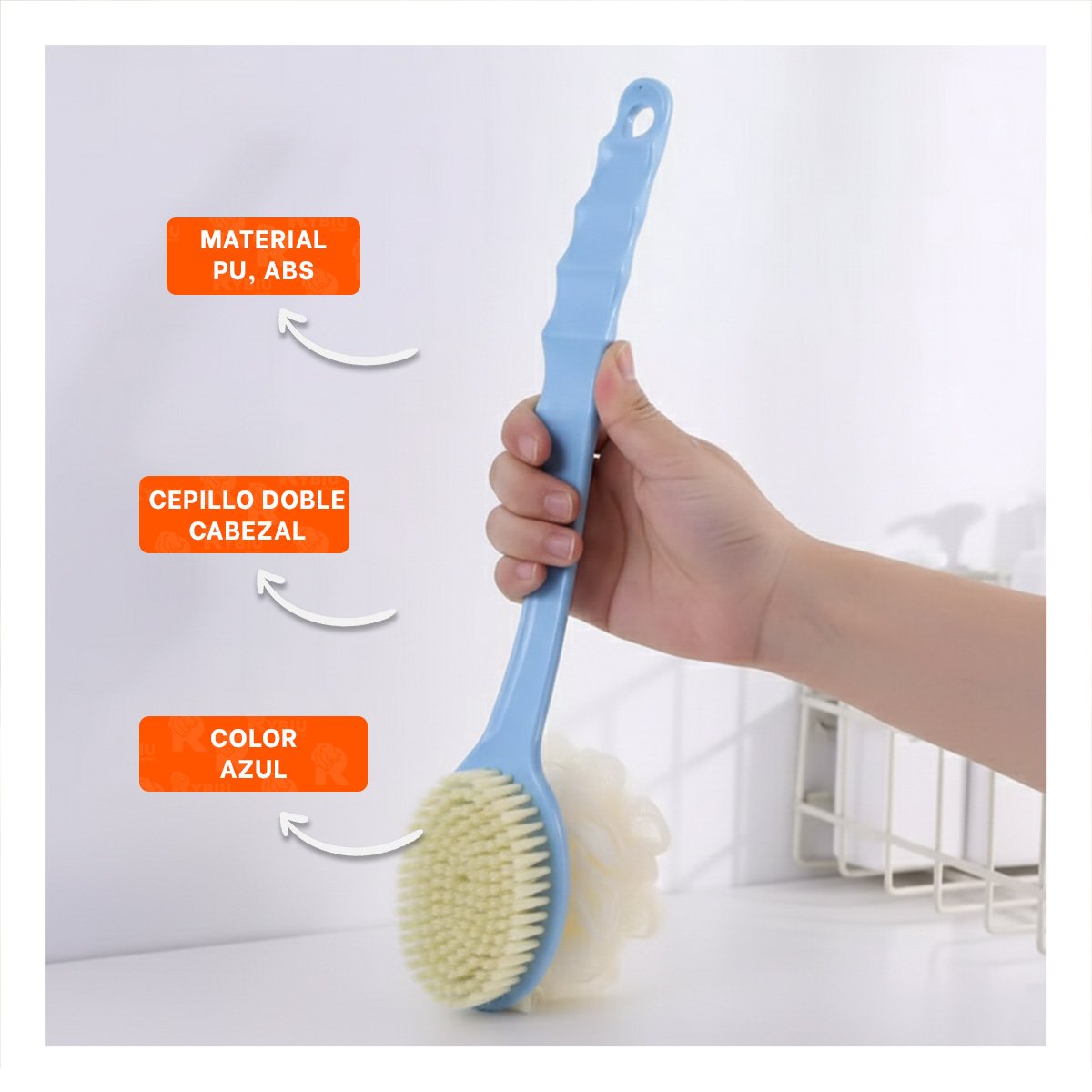 PACK4 ESCOBILLA HIGIENE AZUL 36CM DOBLE CABEZALES PARA TODO HOGAR Y+PAPEL REGALO - 2