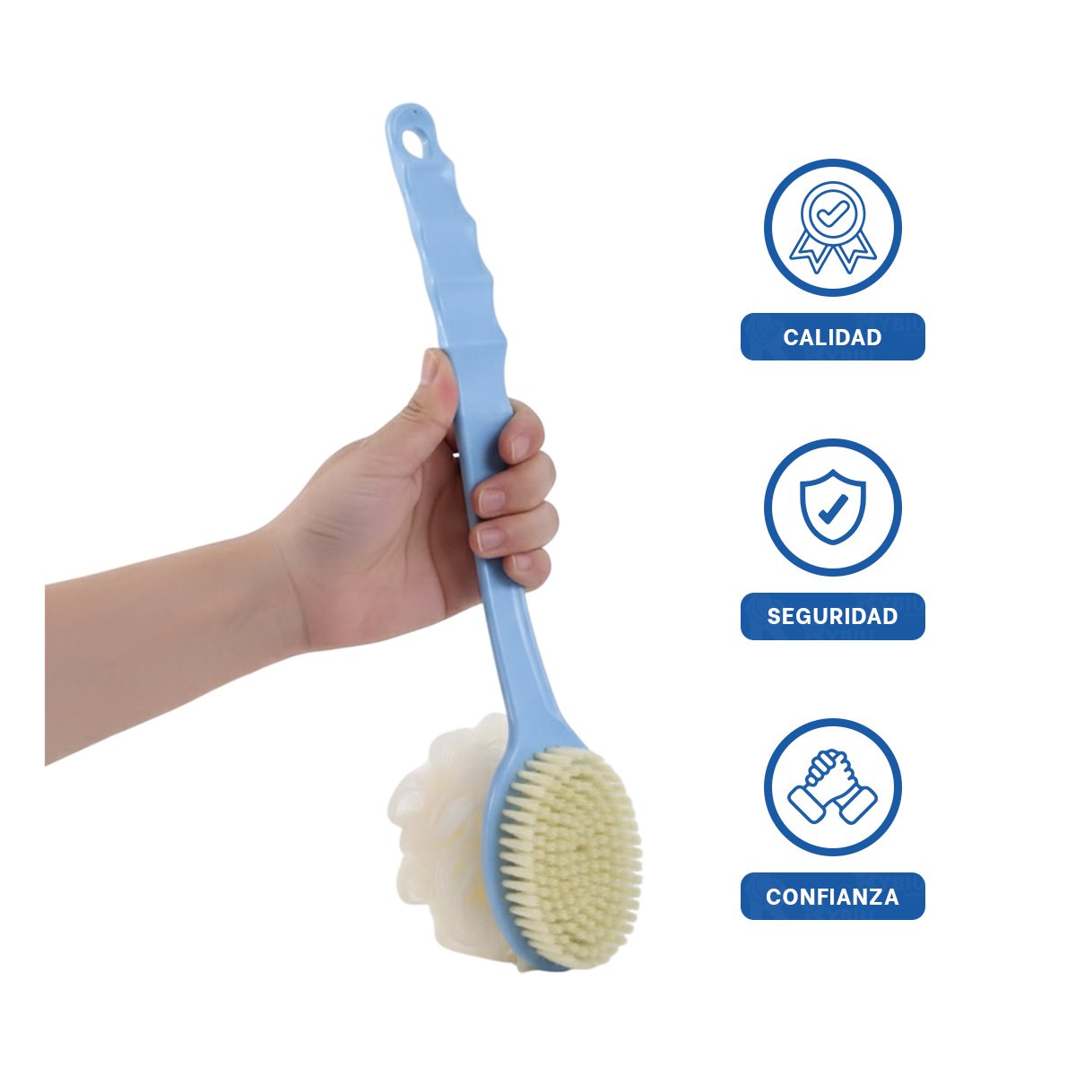 PACK4 ESCOBILLA HIGIENE AZUL 36CM DOBLE CABEZALES PARA TODO HOGAR Y+PAPEL REGALO - 3