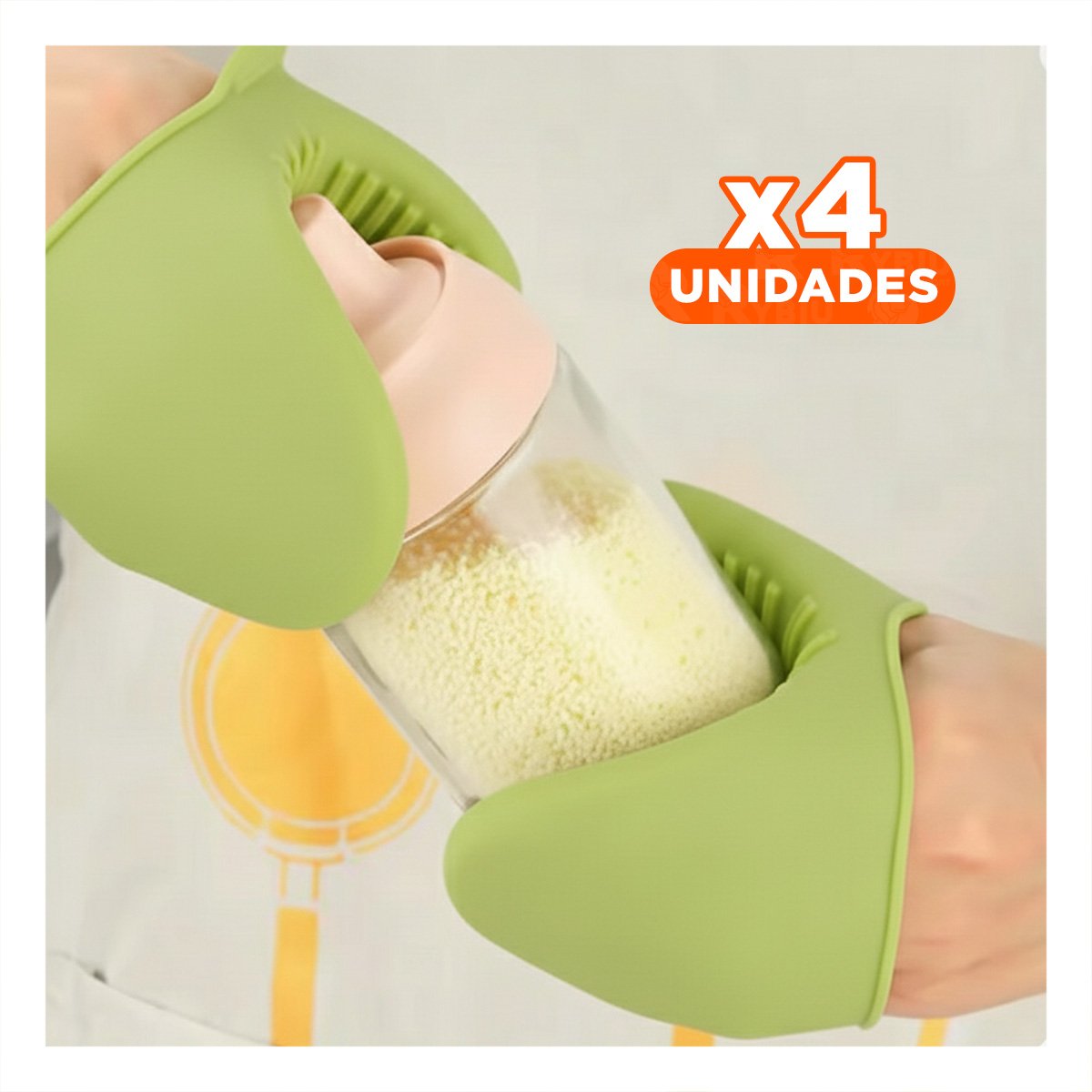 PACK4 PROTECCIONES DE SILICONA VERDE PARA COCINA Y HOGAR 7,3X9,5CM Y+REGALO STICKER - 1