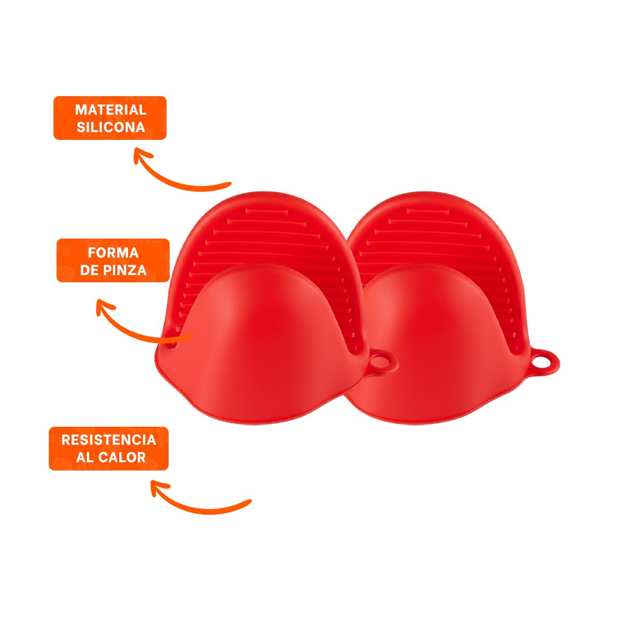 GUANTES MANOPLAS DE SILICONA ROJO PARA COCINA Y HOGAR SEGURO 7,3X9,5CM Y+POST IT - 5