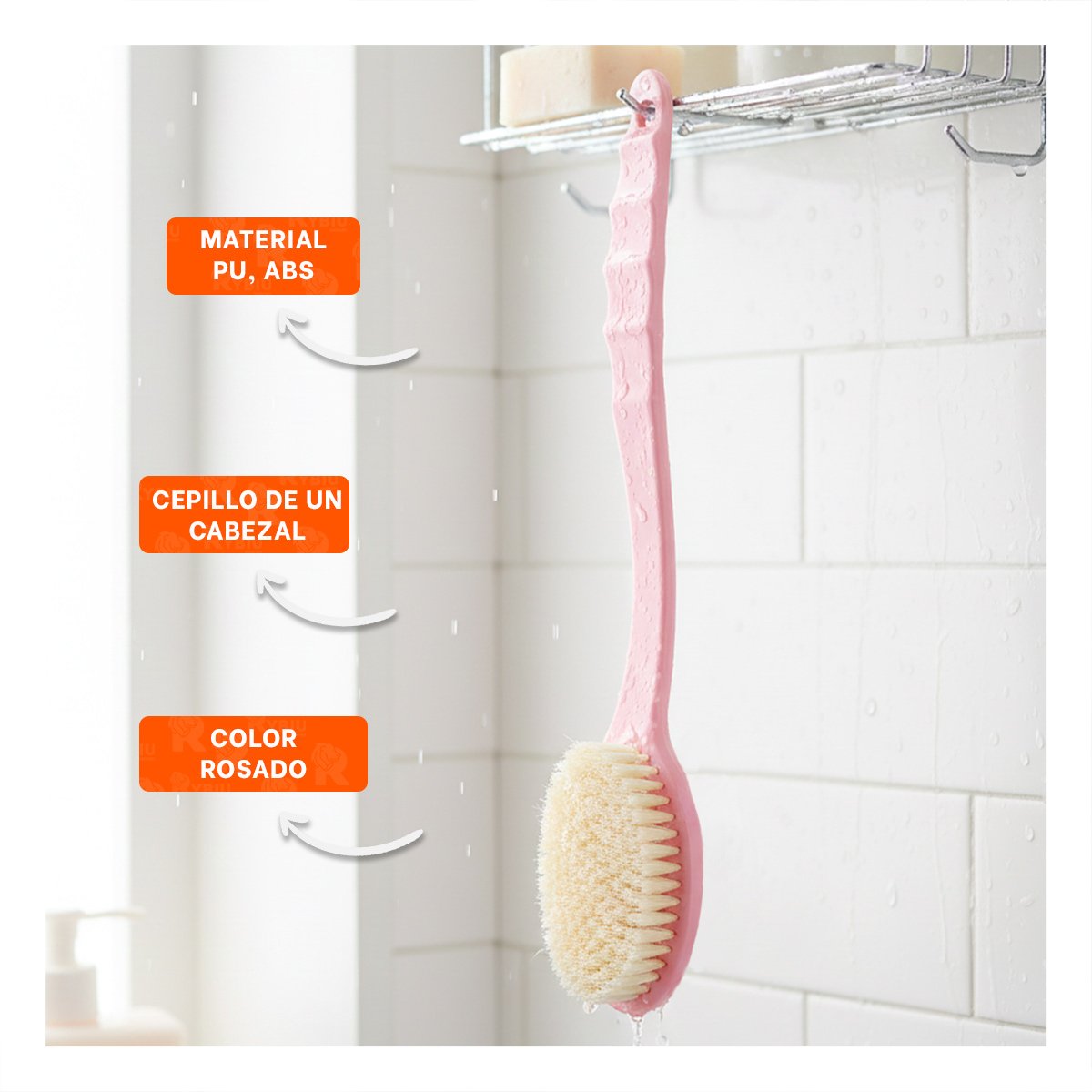 CEPILLO CORPORAL ROSADO UN CABEZAL 36CM PARA RELAJACION DIARIA Y+PAPEL REGALO - 2