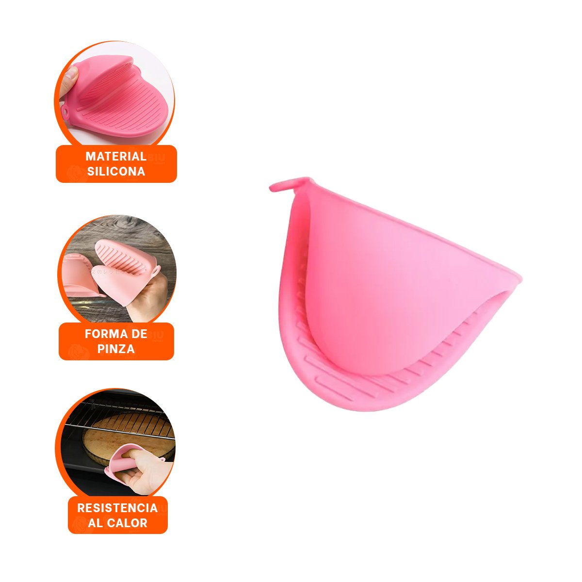 GUANTES PROTECTORES DE SILICONA ROSADO PARA USO EN HOGAR Y COCINA 7,3X9,5CM Y+PAPEL REGALO - 5