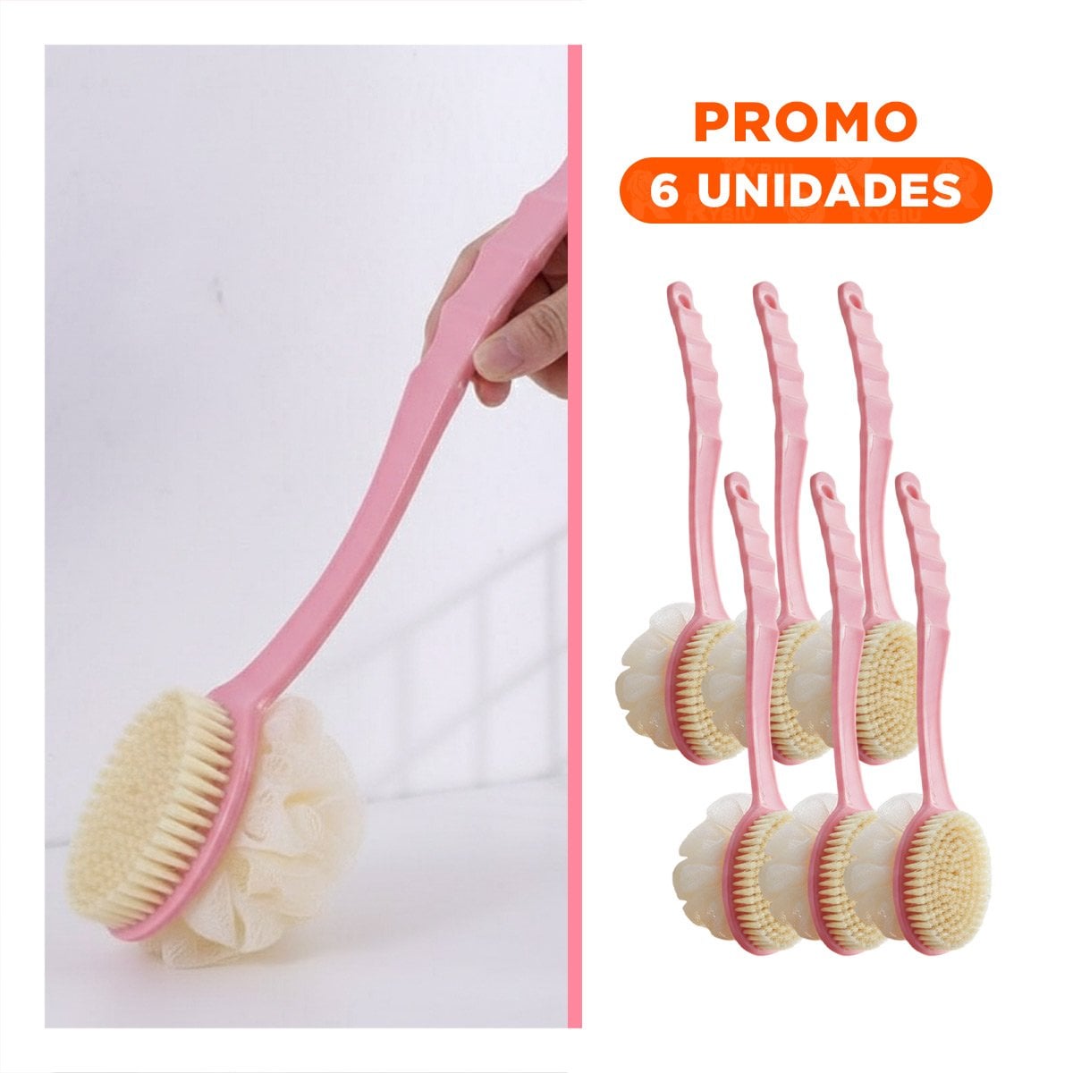 PACK6 BROCHA SPA ROSADO 36CM DOBLE CABEZALES PARA RELAX Y BIENESTAR Y+REGALO STICKER - 1