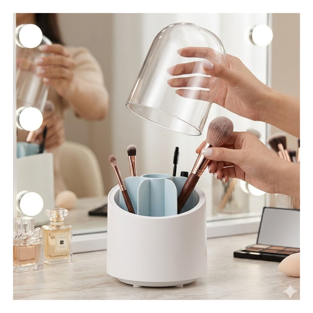 PACK4 SOPORTE CELESTE GIRATORIO PARA MAQUILLAJE Y ACCESORIOS DE BELLEZA - 2