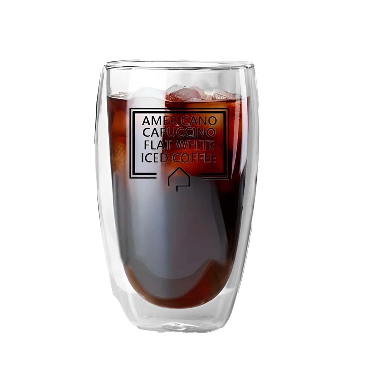 PACK2 COPA DE VIDRIO TRANSPARENTE 450 ML CON DOBLE CAPA PARA FRAPPUCCINO Y+REGALO STICKER - 2