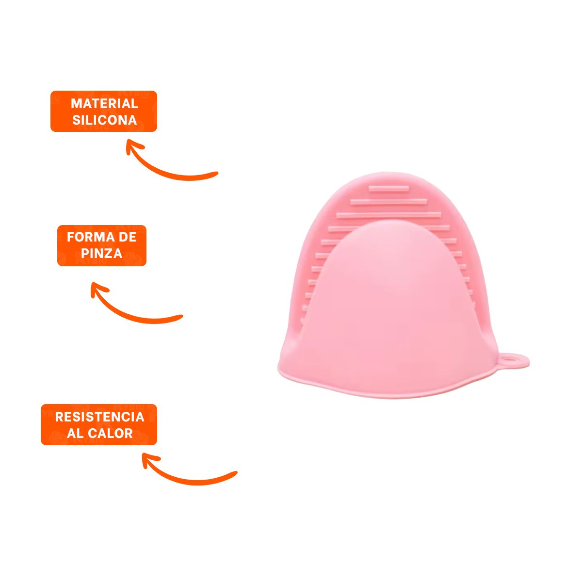 GUANTES MANOPLAS DE SILICONA ROSADO PARA COCINA Y HOGAR SEGURO 7,3X9,5CM Y+POST IT - 5
