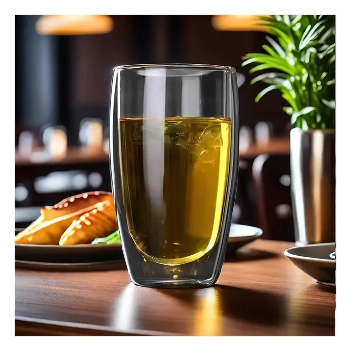 VASO EN COLOR TRANSPARENTE 400ML FORMATO DOBLE CAPA DE VIDRIO BOROSILICATO Y+REGALO STICKER - 2
