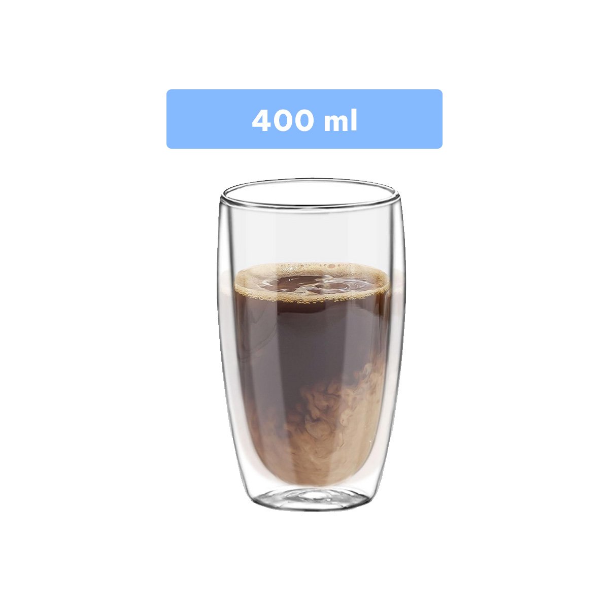 VASO EN COLOR TRANSPARENTE 400ML FORMATO DOBLE CAPA DE VIDRIO BOROSILICATO Y+REGALO STICKER - 4
