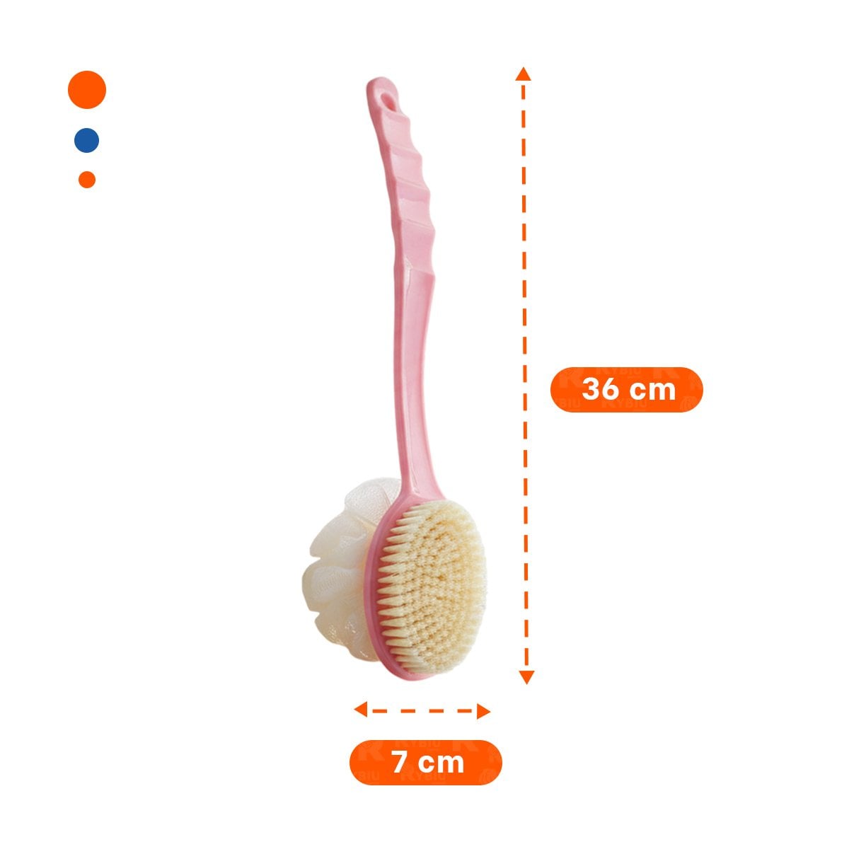 CEPILLO DE DUCHA ROSADO 36CM DOBLE CABEZALES PARA CUIDADO PERSONAL Y+REGALO STICKER - 4
