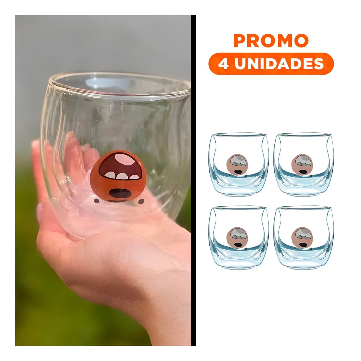 PACK4 JARRO MODELO DOBLE CAPA DE VIDRIO BOROSILICATO TRANSPARENTE CON OSO PARDO ACTUAL - 1