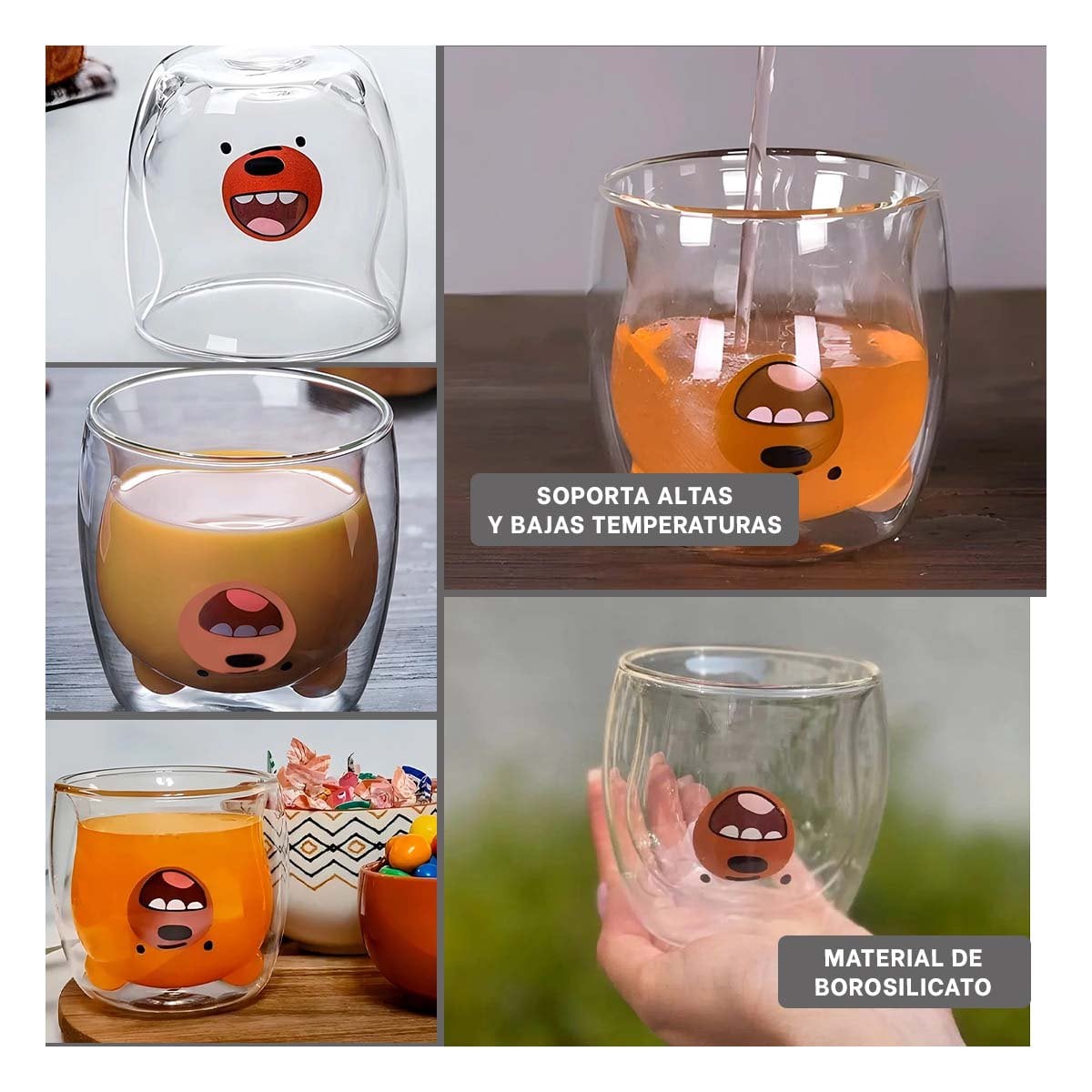 VASO DE VIDRIO BOROSILICATO VERSION DOBLE CAPA EN TRANSPARENTE Y+POST IT - 2