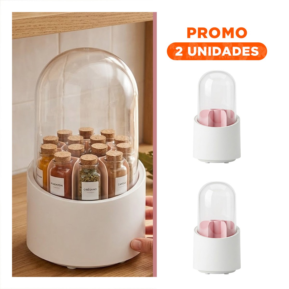 PACK2 TORRE GIRATORIA ROSADA DE COSMETICOS PARA TOCADOR Y BELLEZA DIARIO Y+REGALO STICKER - 1