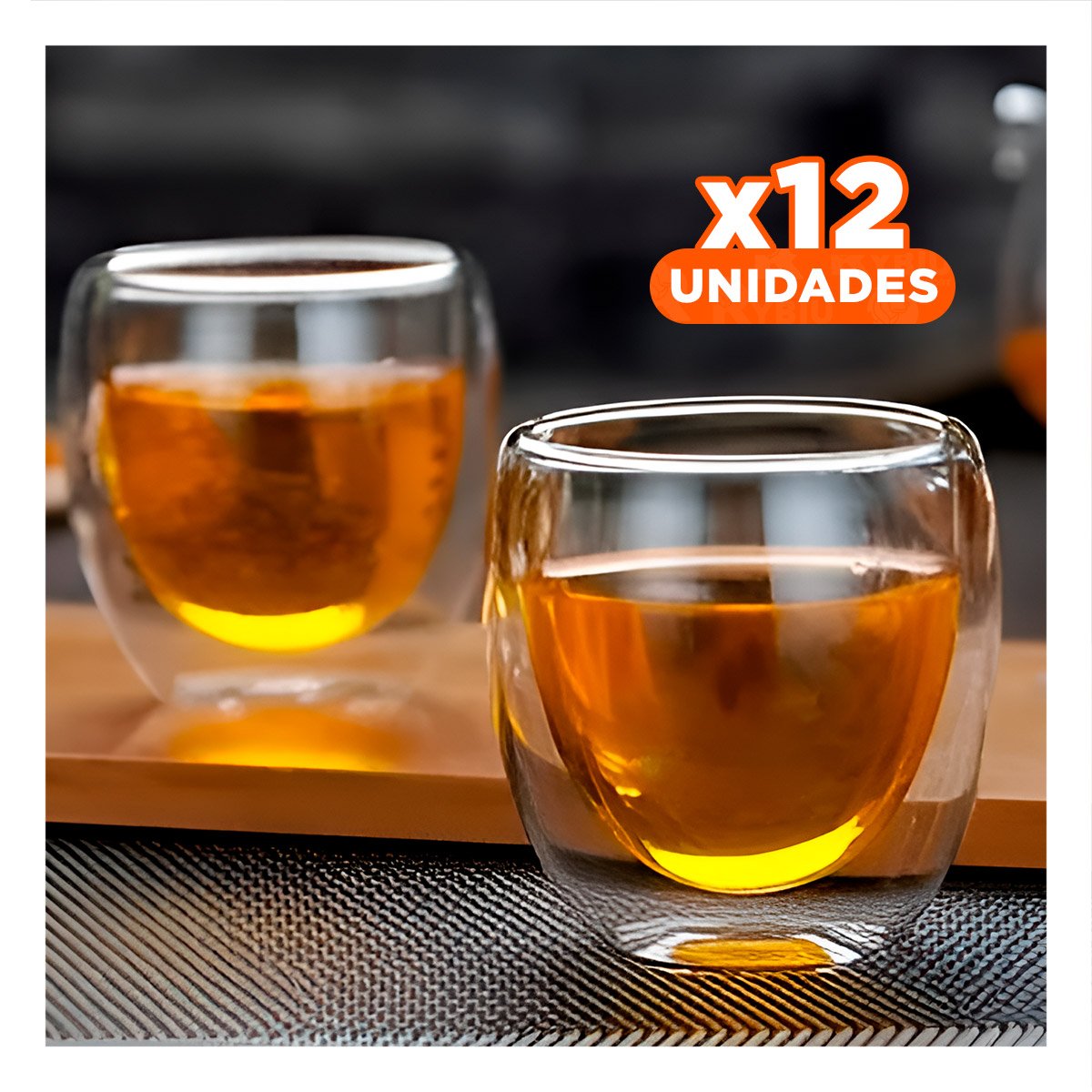 PACK12 ELEGANTE VASO DOBLE CAPA 460 ML TRANSPARENTE DECORACION HOGAR Y+PAPEL REGALO - 1