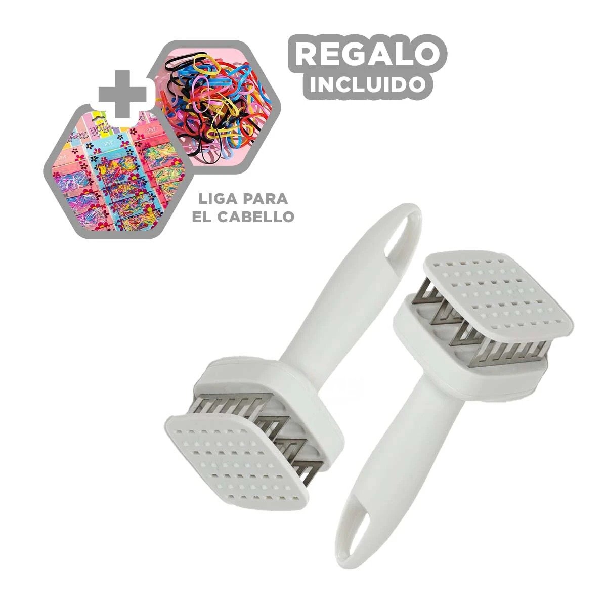 MARTILLO ABLANDADOR DE CARNE BLANCO PARA PREPARACION DE CARNES Y BOCADILLOS Y+LIGAS REGALO - 2