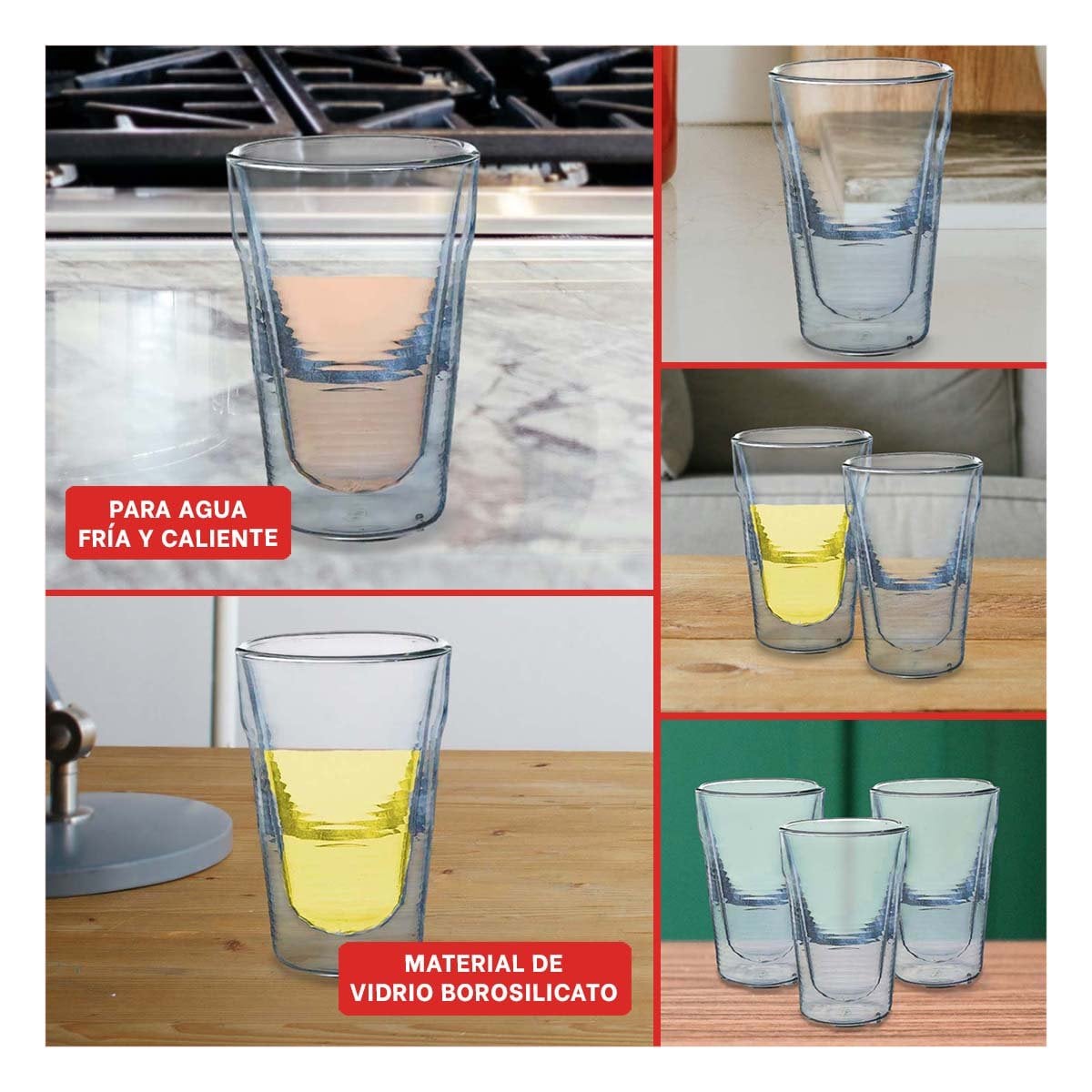 PACK12 TAZA 260ML DE VIDRIO BOROSILICATO TRANSPARENTE CON SISTEMA DOBLE CAPA - 2